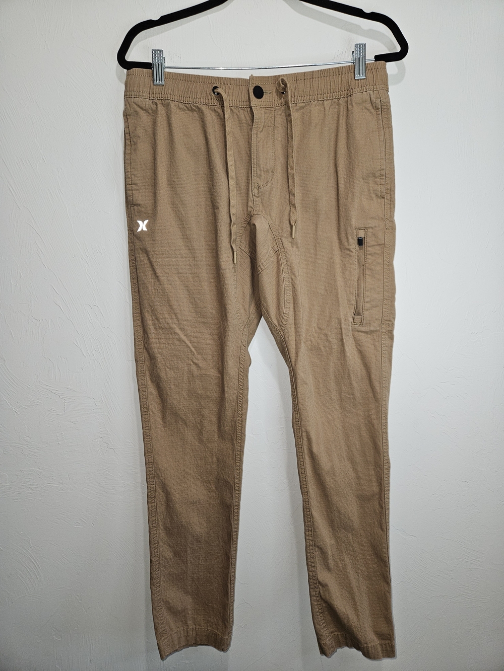 Hurley Men's Tan Drawstring Cargo Pants Size Medium Ripstop Khaki Bottoms